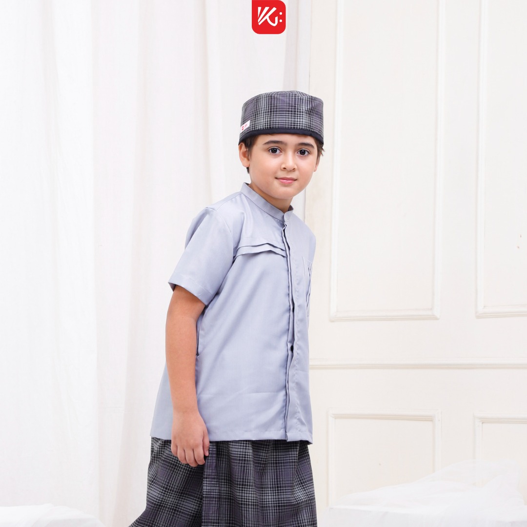Baju Koko Anak KokoGibran / Baju Koko Anak Warna Abu / Baju Koko Adem / Baju Koko Premium (UQAIL)