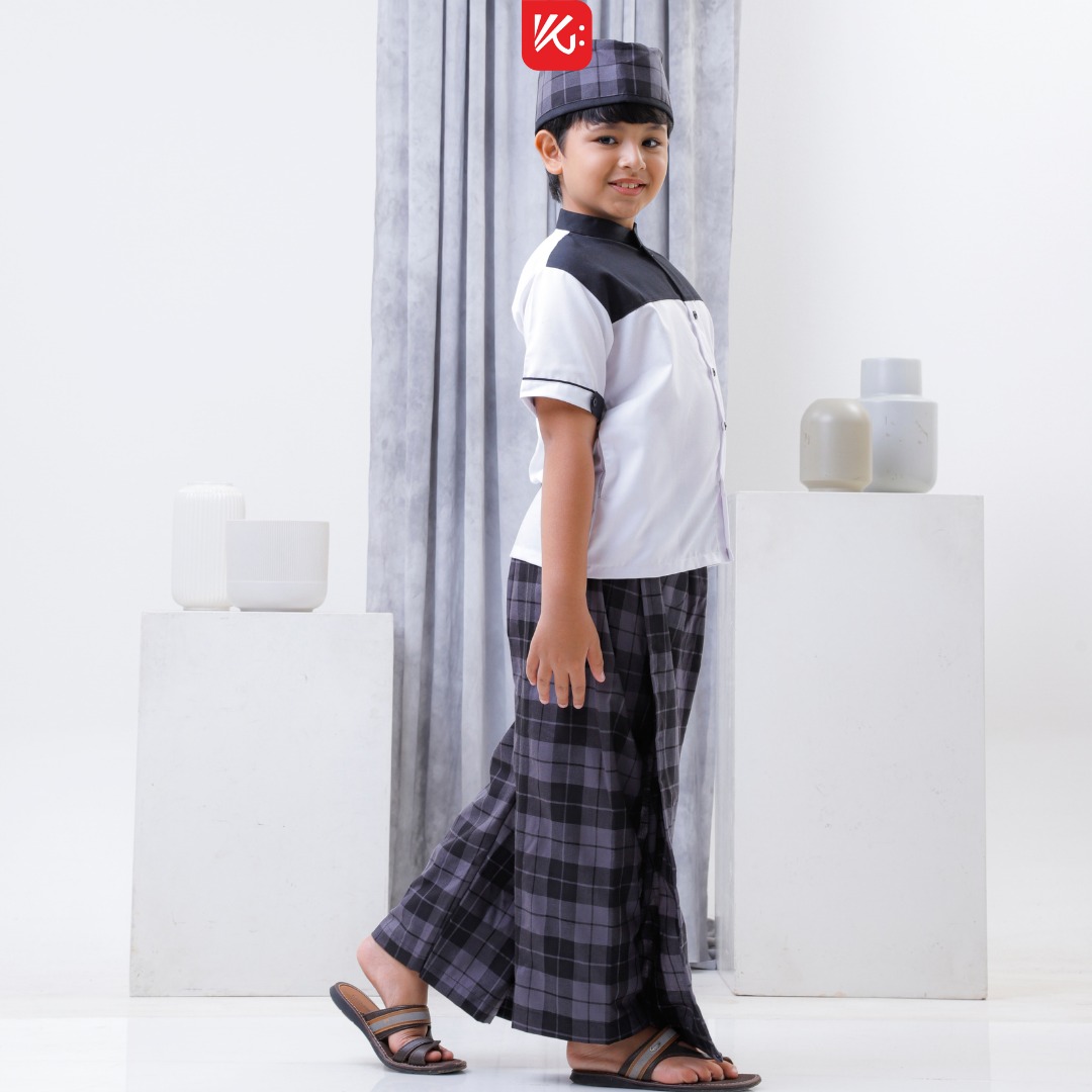 Set SPK Anak KokoGibran / Sarung Koko Peci Anak (Seri Omar) / Sarkoci KokoGibran / Sarcelko / Baju Muslim Anak / Pakaian Muslim Anak