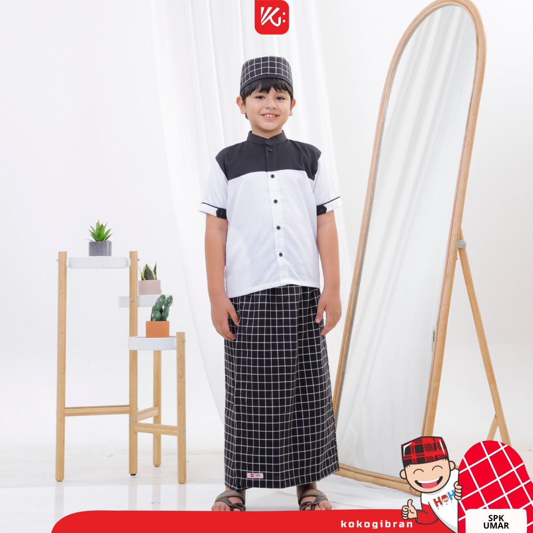 Sarung Koko Peci Anak / Sarkoci KokoGibran / Sarcelko / Baju Muslim Anak / Pakaian Muslim Anak / Set SPK Anak SD (UMAR)