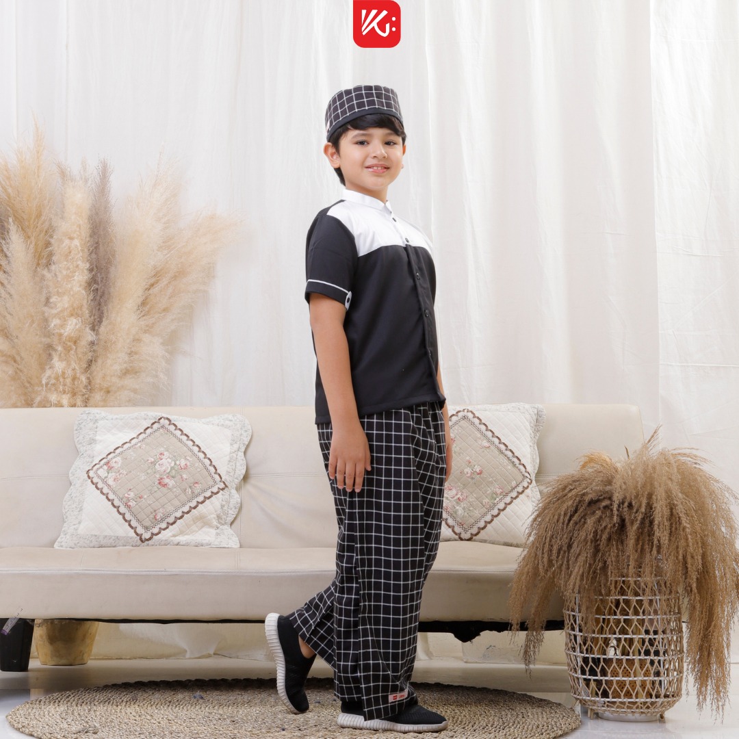 Set Sarung Koko Peci Anak / Pakaian Muslim Anak KokoGibran / SarKoci Anak / Set Koko Anak (AMAR)