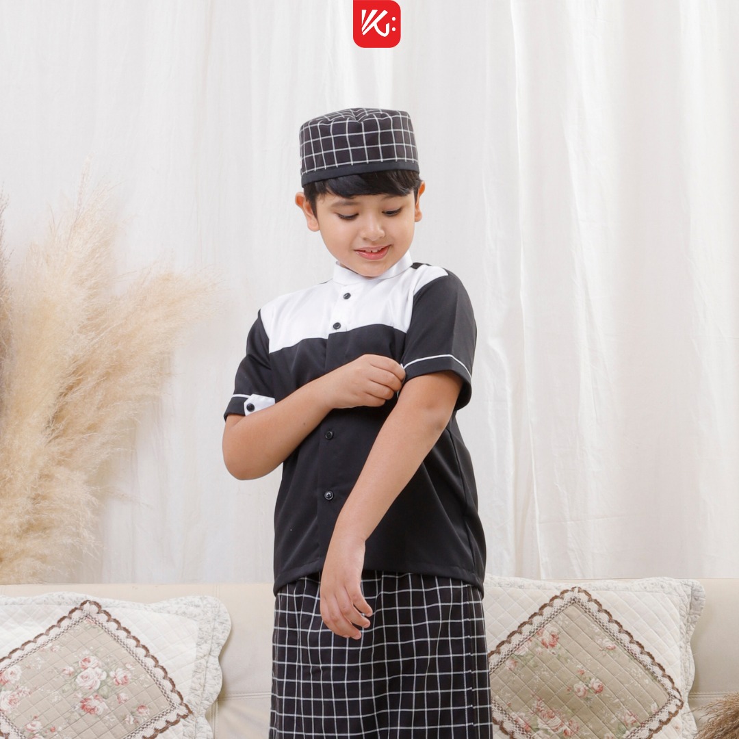 Set Sarung Koko Peci Anak / Pakaian Muslim Anak KokoGibran / SarKoci Anak / Set Koko Anak (AMAR)