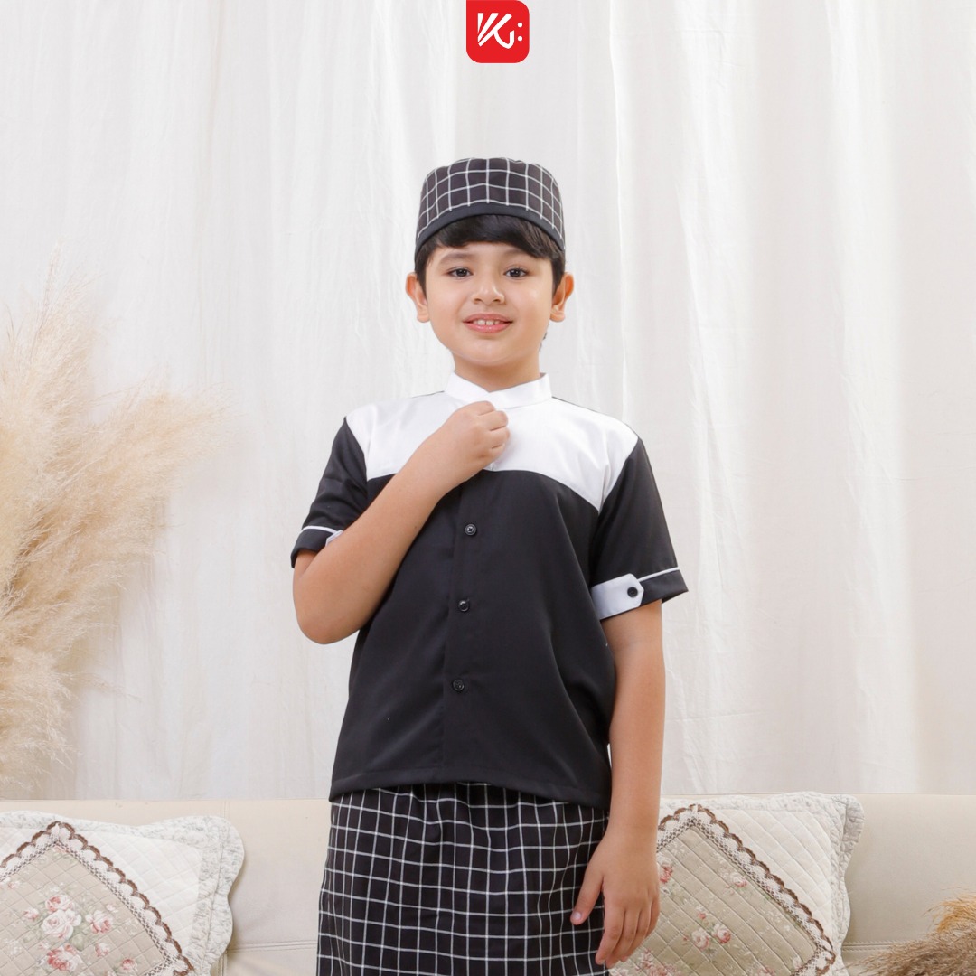 Set Sarung Koko Peci Anak / Pakaian Muslim Anak KokoGibran / SarKoci Anak / Set Koko Anak (AMAR)
