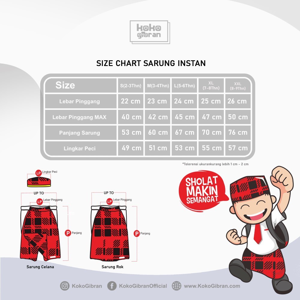 Sarung Celana Anak KokoGibran / Sarung Instan Simple / Sarung Instan Praktis / Sarung Instan Biru (SP124)