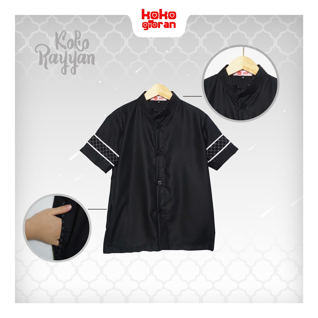 Baju Koko Anak Junior/Koko Hitam/Baju Koko Remaja(RAYYA)
