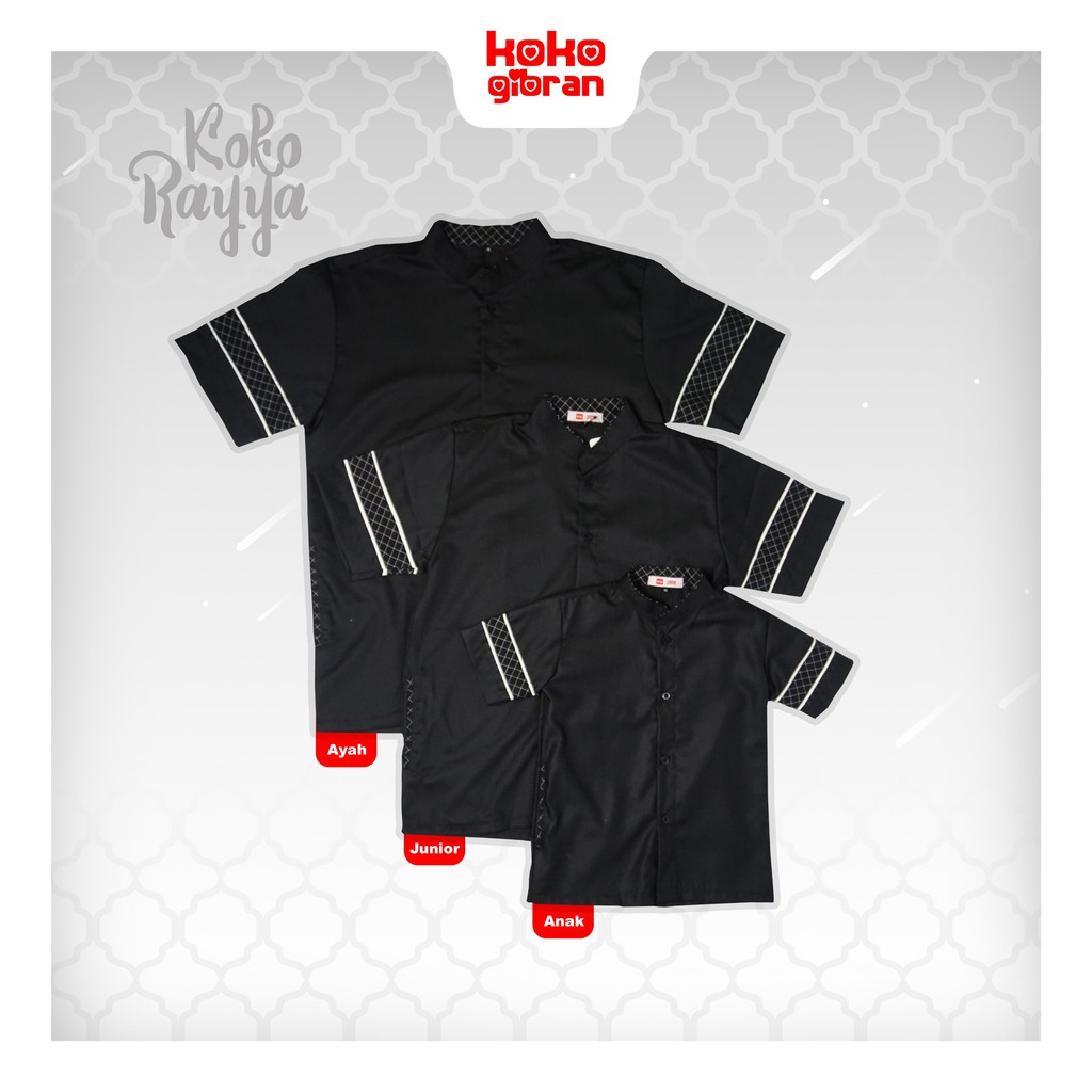 Baju Koko Anak Junior/Koko Hitam/Baju Koko Remaja(RAYYA)