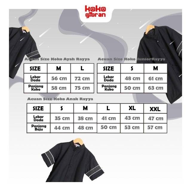 Baju Koko Anak Junior/Koko Hitam/Baju Koko Remaja(RAYYA)