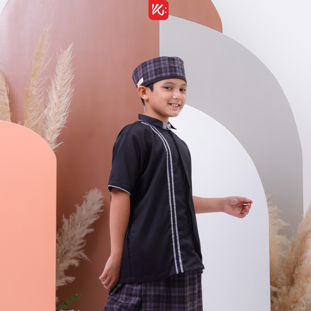 Baju Koko Anak KokoGibran Hitam/Koko Junior/Baju Koko Anak(RAMZAN)