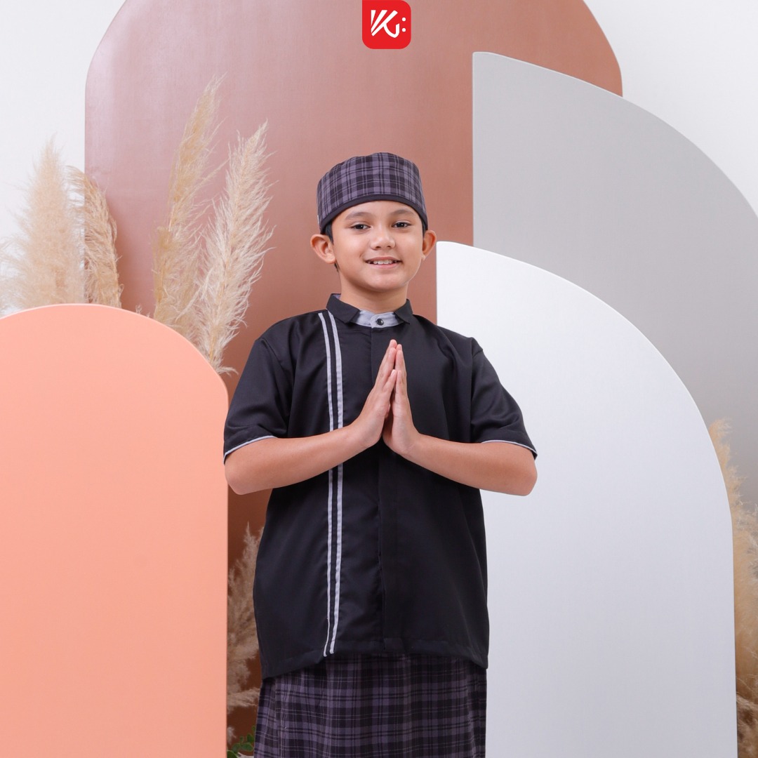 Baju Koko Anak KokoGibran Hitam/Koko Junior/Baju Koko Anak(RAMZAN)