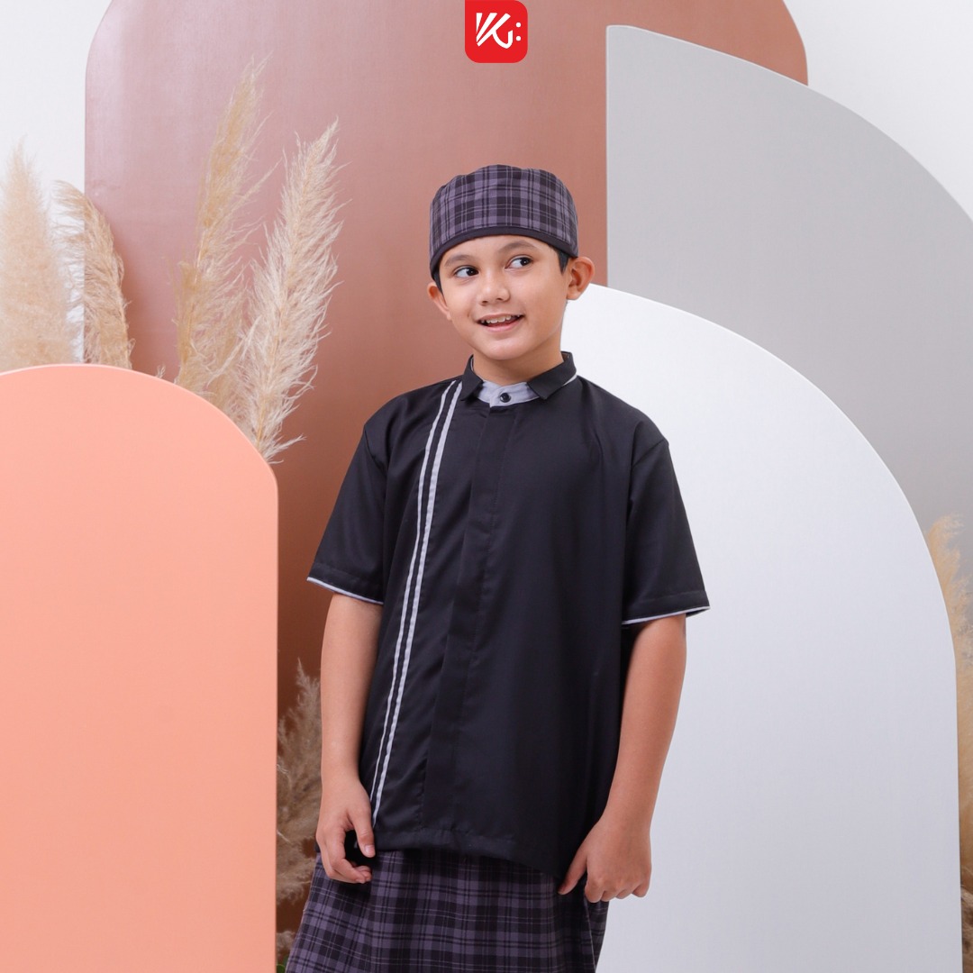 Baju Koko Anak KokoGibran Hitam/Koko Junior/Baju Koko Anak(RAMZAN)