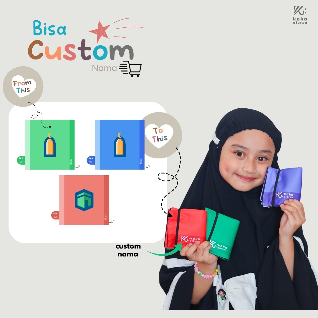 Sajadah Kepala Anak Custom Nama KokoGibran/Custom Nama (Flat Series)