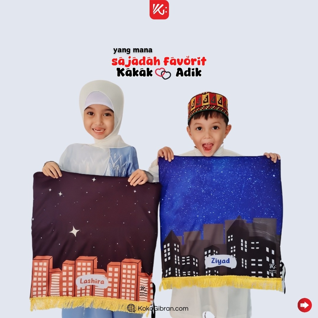 Sajadah Anak Custom Nama KokoGibran / Sajadah custom(Cityscape Series)