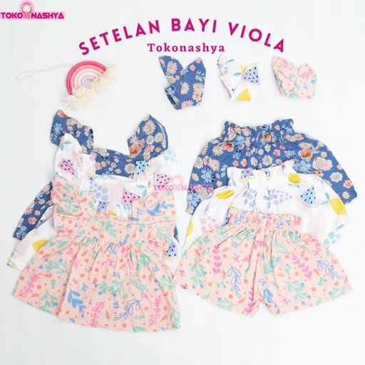 Image of Tokonashya 3 - 36 Bulan Setelan Bayi Perempuan VIOLA Free Bandana