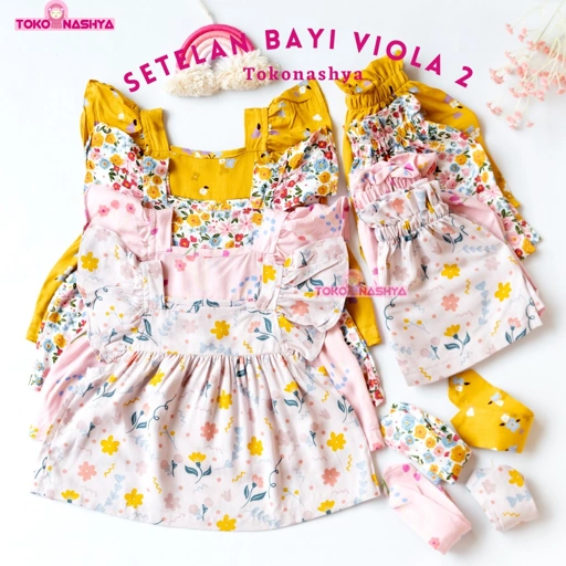 Image of Tokonashya 3-36 Bulan Setelan Bayi Perempuan VIOLA 2 Free Bandana