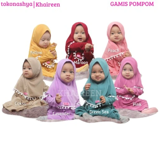 Image of Khaireen Gamis Anak Gamis Pompom Size (Nb - 5 thn)