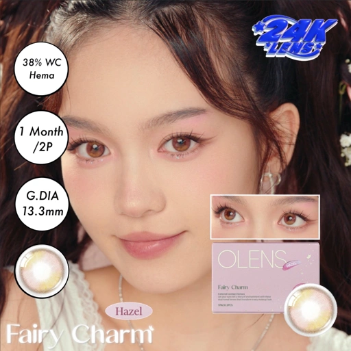 Image of  SOFTLENS ORI KOREA BLACKPINK NEW JEANS OLENS SERI FAIRY CHARM  HAZEL  (1 MONTH) 1 BULAN 1 pasang/1box JESSICA VU x OLENS 