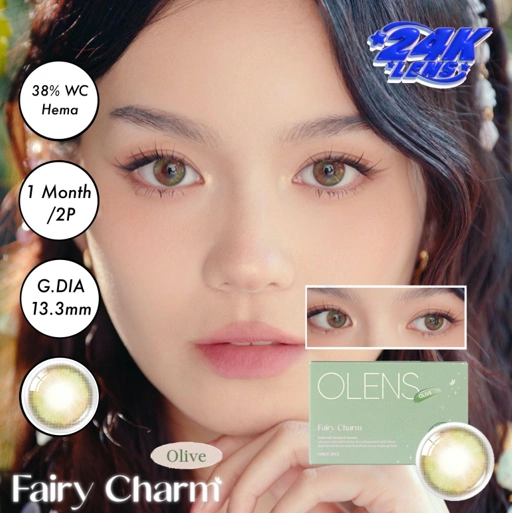 Image of   SOFTLENS ORI KOREA BLACKPINK NEW JEANS OLENS SERI FAIRY CHARM  OLIVE   (1 MONTH) 1 BULAN 1 pasang/1box JESSICA VU x OLENS 