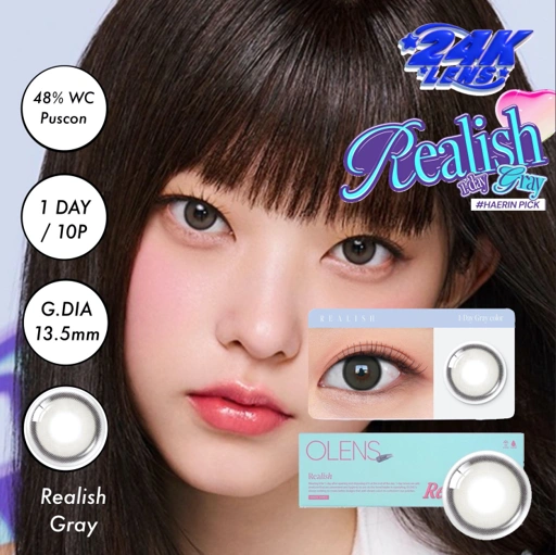 Image of  SOFTLENS ORI KOREA BLACKPINK NEW JEANS OLENS SERI REALISH GRAY   (1 DAY) DISPOSABLE LENS SOFTLENS SUPER SENSITIVE NYAMAN