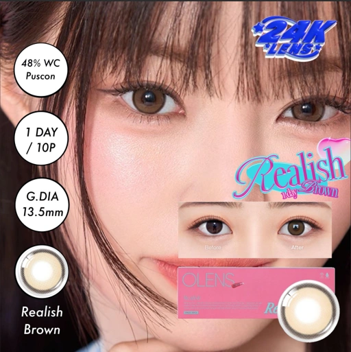 Image of SOFTLENS ORI KOREA BLACKPINK NEW JEANS OLENS SERI REALISH BROWN 1 DAY) DISPOSABLE LENS SOFTLENS SUPER SENSITIVE NYAMAN