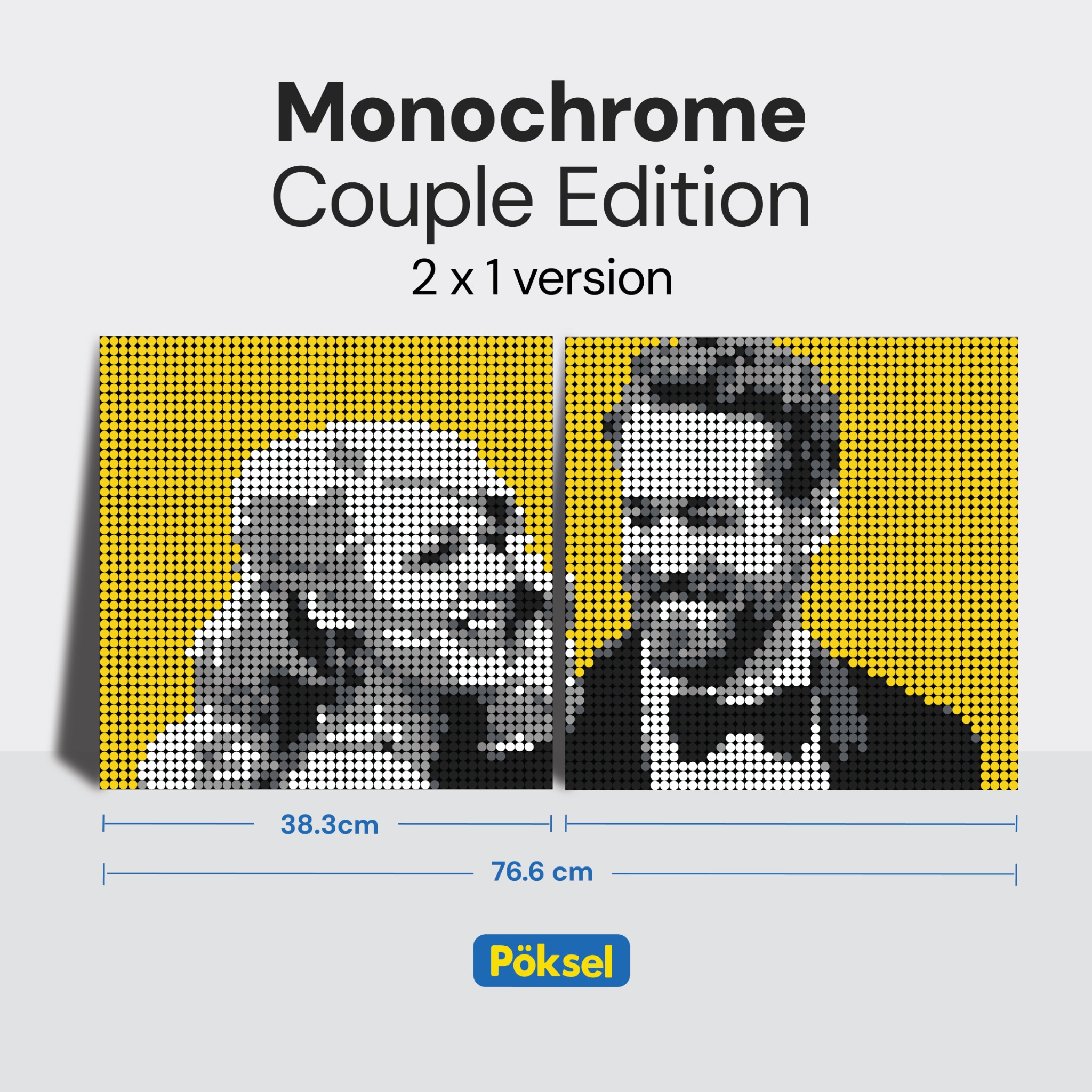Poksel - Custom COUPLE 2x1 - Monochrome Pixel Art / Mosaic