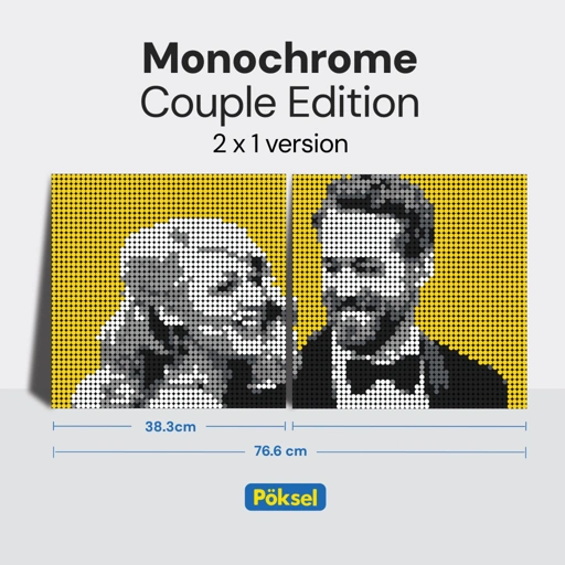 Image of Poksel - Custom COUPLE 2x1 - Monochrome Pixel Art / Mosaic