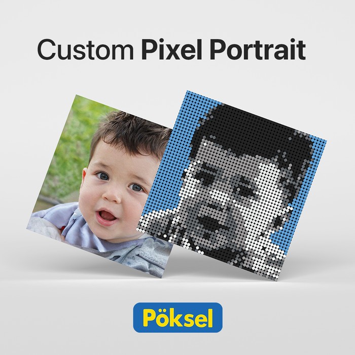 Poksel - Custom Single 1x1 - Monochrome Pixel Art / Mosaic