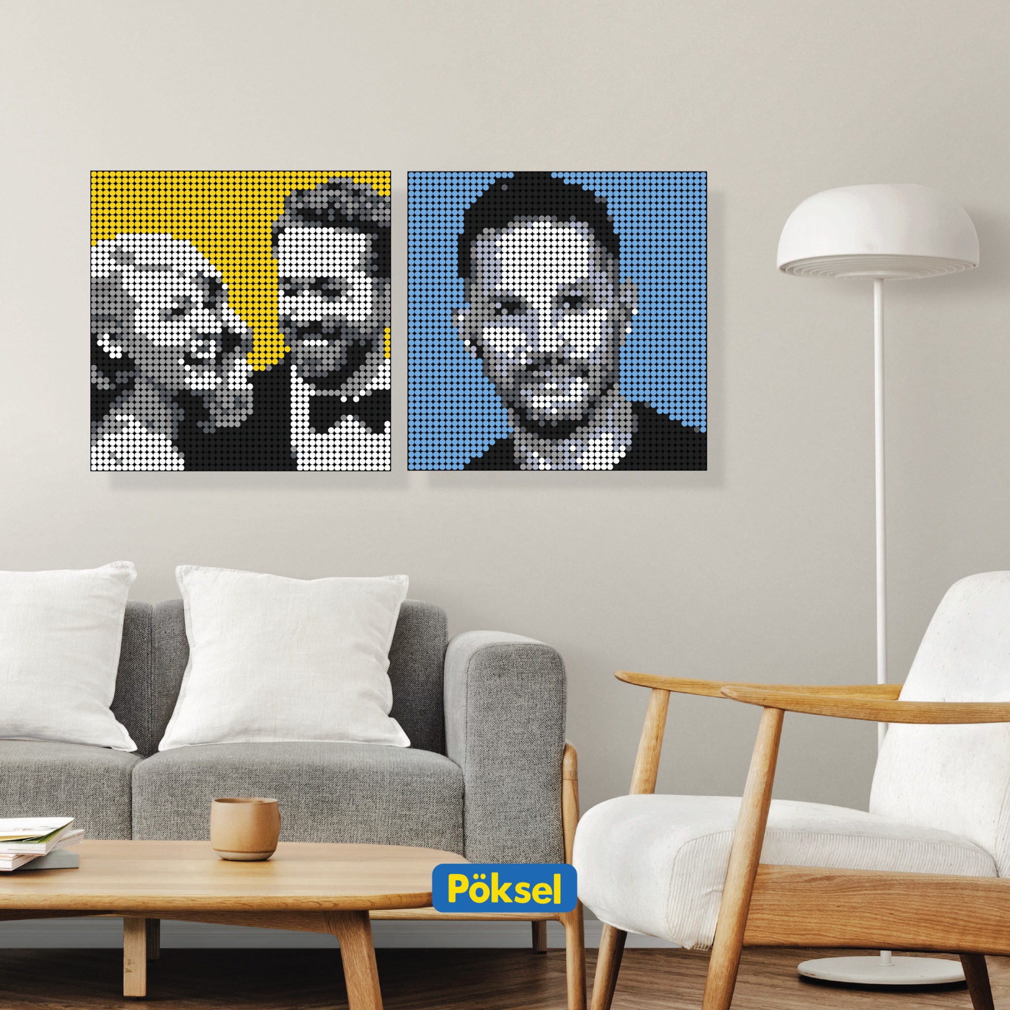 Poksel - Custom Single 1x1 - Monochrome Pixel Art / Mosaic