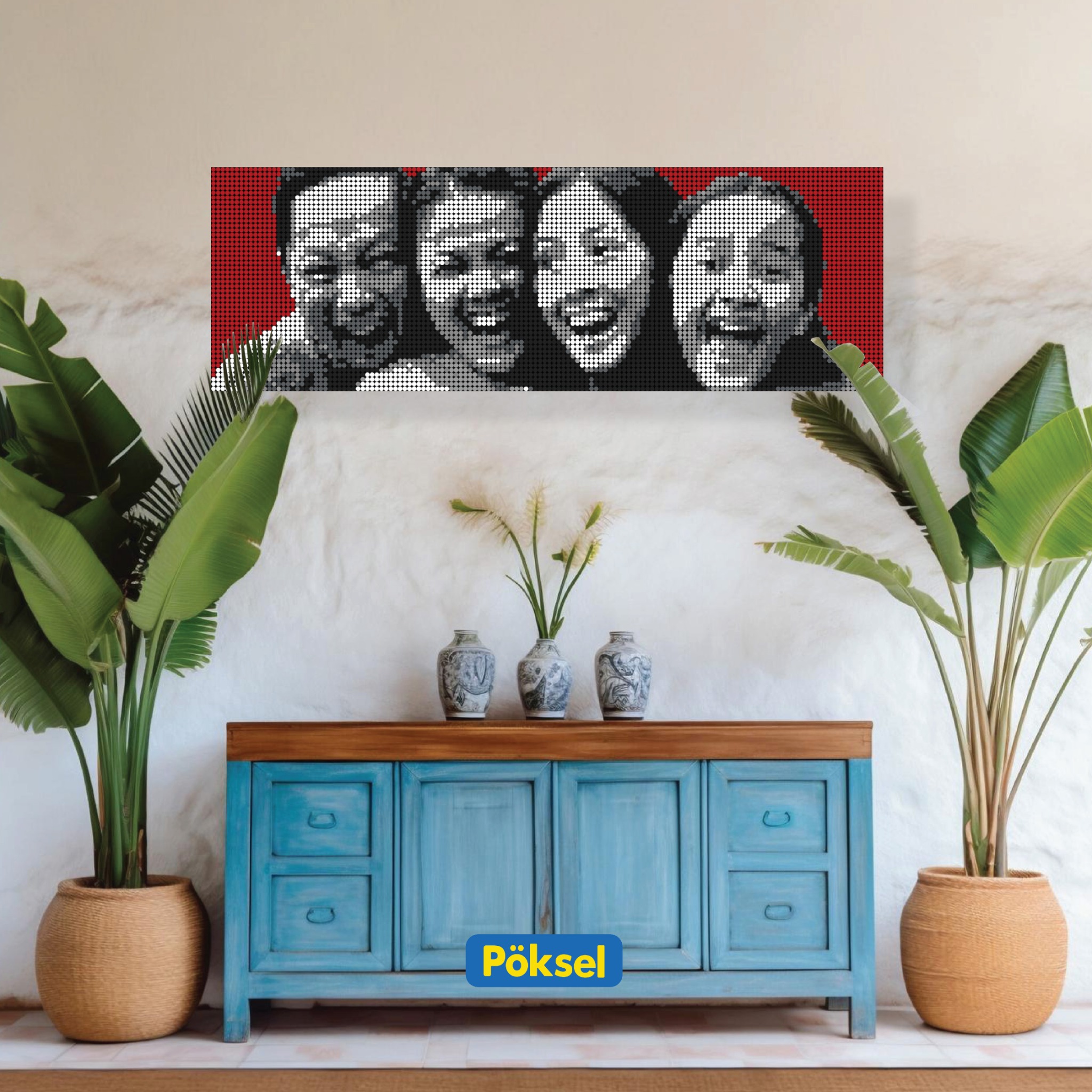 Poksel - Custom FAMILY 3x1 - Monochrome Pixel Art / Mosaic