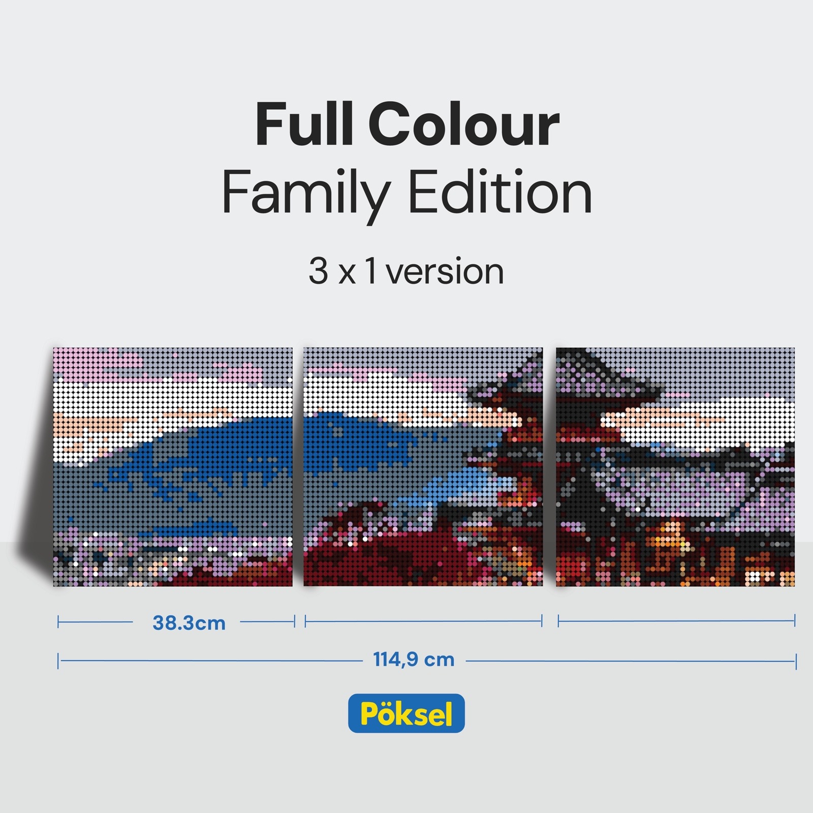 Poksel - Custom FAMILY 3x1 - Full Colour Pixel Art / Mosaic