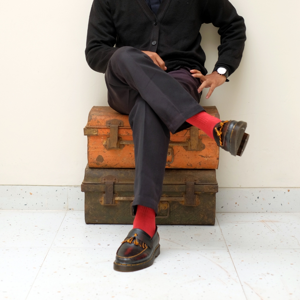 AZCOST - Sepatu Slip on Pria Loafers Burgundy Tan