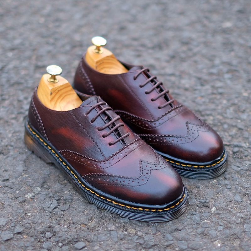 AZCOST - Sepatu Boots Pria Wingtip Burgundy
