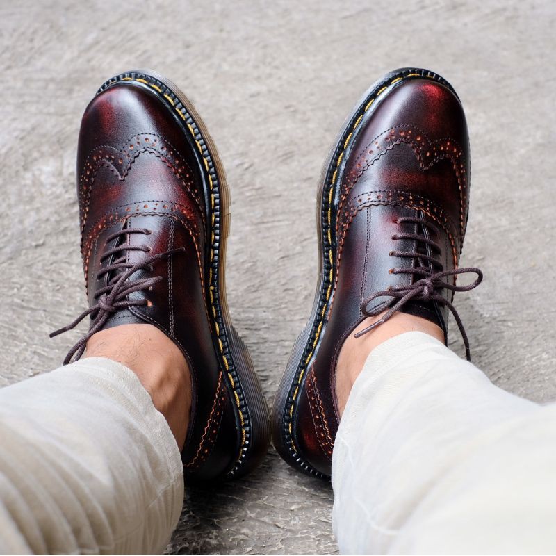 AZCOST - Sepatu Boots Pria Wingtip Burgundy