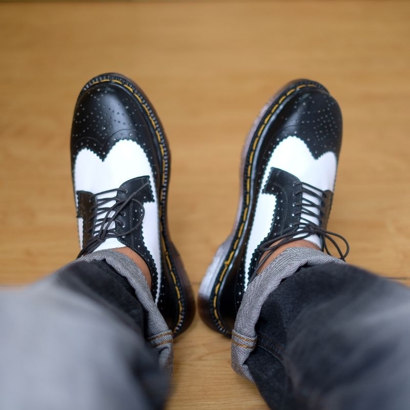 AZCOST - Sepatu Boots Pria Longwing Black White
