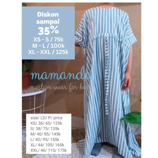 Image of Gamis Anak | Hommy Dress Blue White Stripe (tanpa kerudung)
