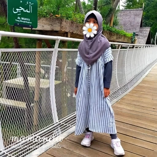 Image of Gamis Anak | Hommy Dress Blue White Stripe (tanpa kerudung)