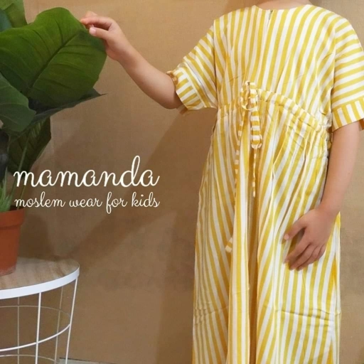 Image of Gamis Anak | Hommy Dress Yellow White Stripe (tanpa kerudung)