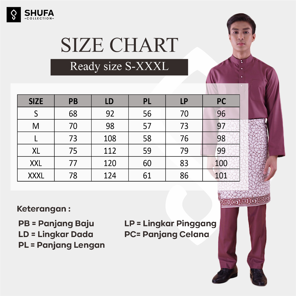 Baju Koko Pria Melayu Cekak Musang Bahan Satin Setelan Muslim Kurung Teluk Belanga Lavender
