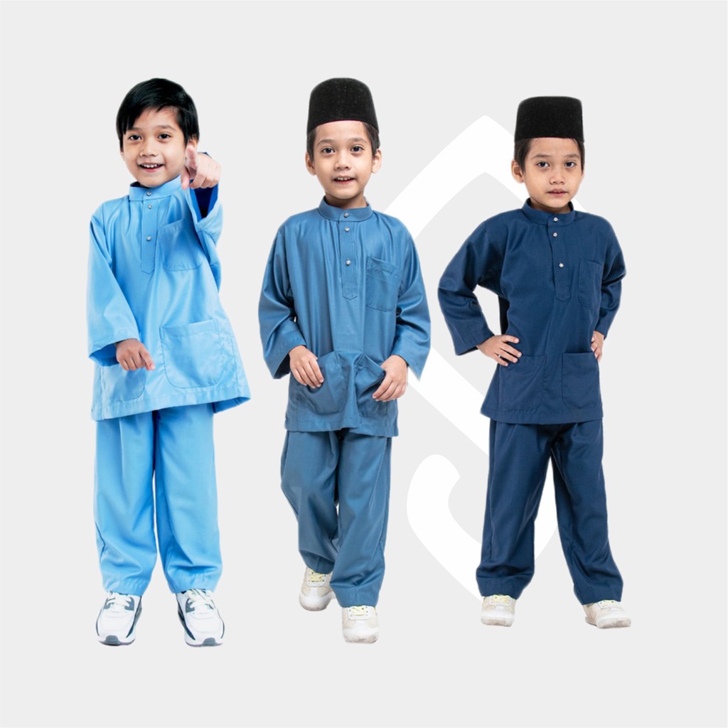 Baju Setelan Koko Anak Muslim 1-14 Tahun Motif Melayu Laki Laki Bahan Satin