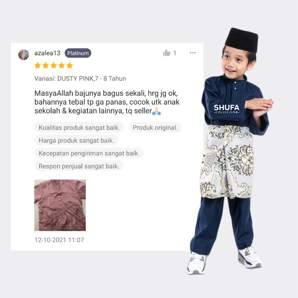 Baju Setelan Koko Anak Muslim 1-14 Tahun Motif Melayu Laki Laki