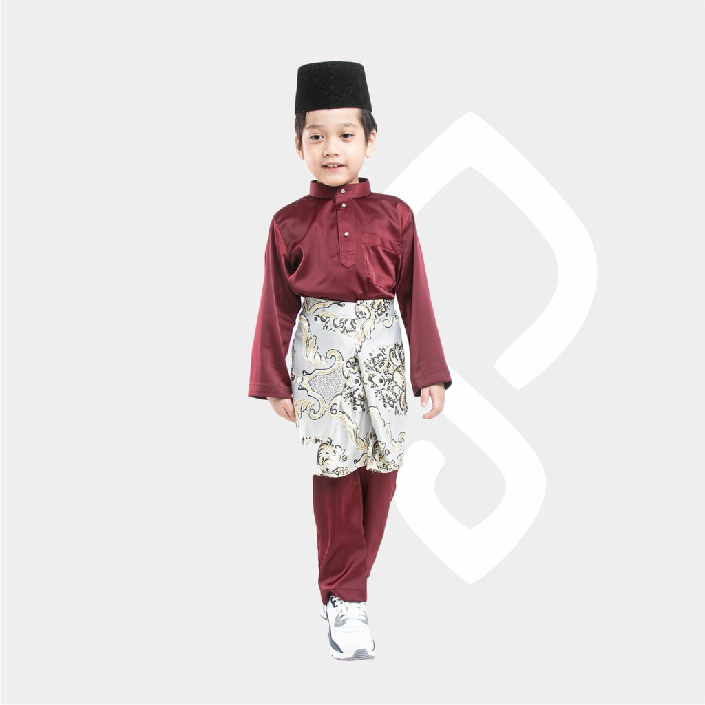 Baju Setelan Koko Anak Muslim 1-14 Tahun Motif Melayu Laki Laki Bahan Satin Premium