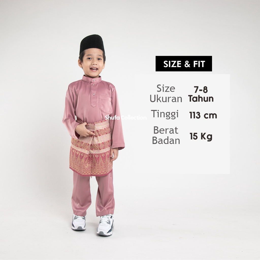 Baju Setelan Koko Anak Muslim 1-14 Tahun Motif Melayu Laki Laki Bahan Satin Premium