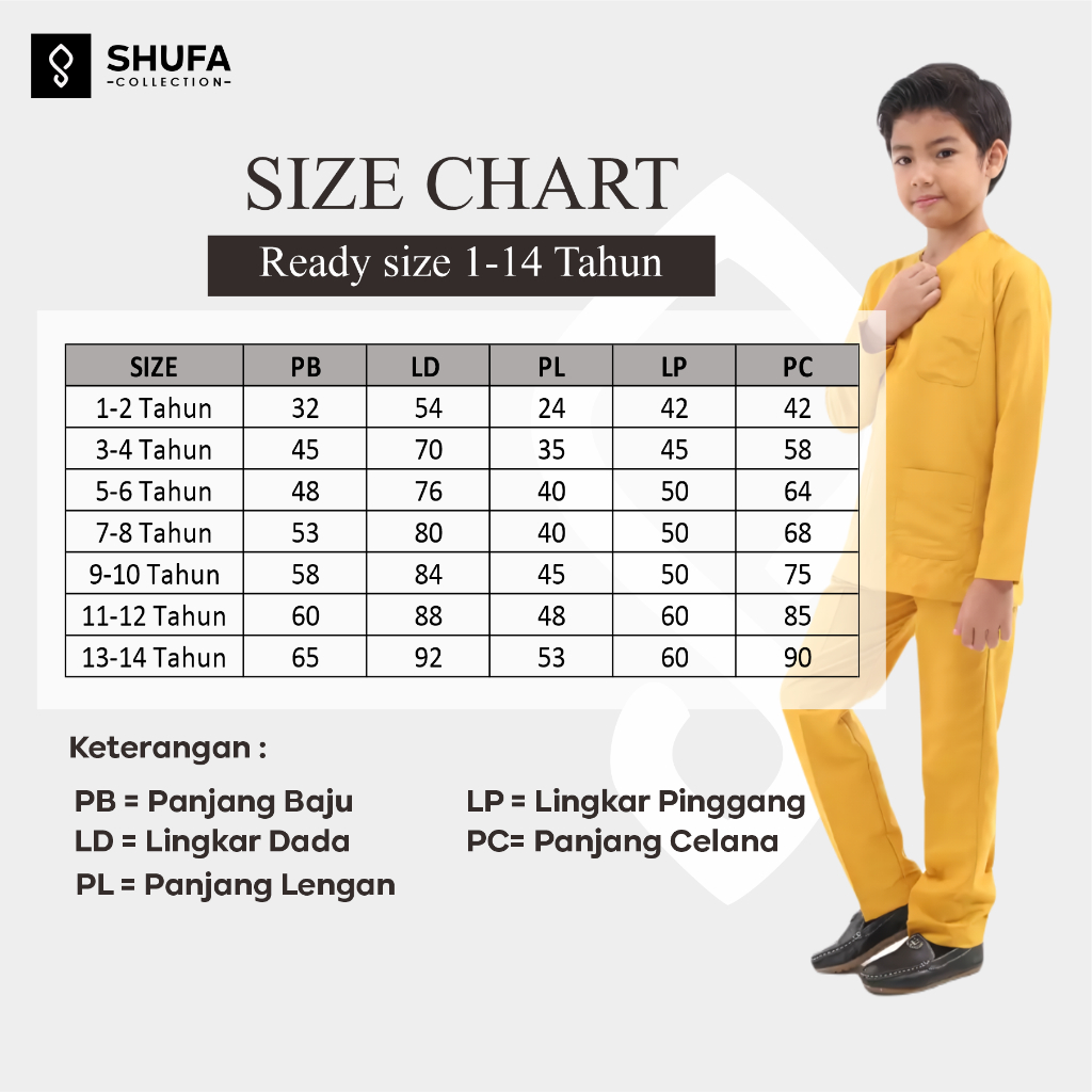 Baju Anak Melayu Modern Teluk Belanga Muslim 1-14 Tahun Cekak Musang Laki Laki Bahan Satin Premium