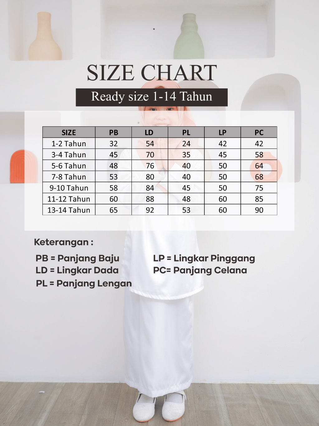 Baju Setelan Kurung Anak Melayu Perempuan Modern Adat Malaysia Wanita Putih Bersih