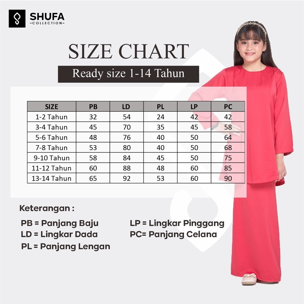 Baju Setelan Kurung Anak Melayu Perempuan Modern Adat Malaysia Wanita Fanta