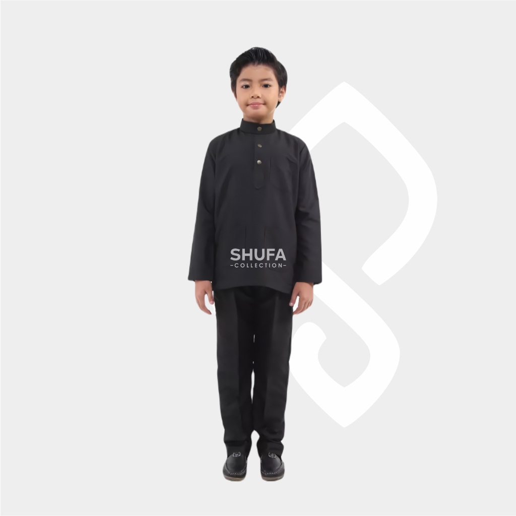 Baju Setelan Koko Anak Modern Muslim 1-14 Tahun Motif Melayu Laki Laki Bahan Satin Premium Malaysia