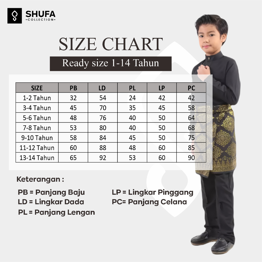 Baju Setelan Koko Anak Modern Muslim 1-14 Tahun Motif Melayu Laki Laki Bahan Satin Premium Malaysia