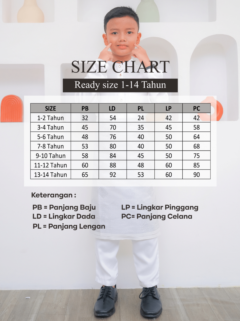 Baju Setelan Melayu Anak Muslim 1-14 Tahun Motif Koko Laki Laki Bahan Satin Premium Putih