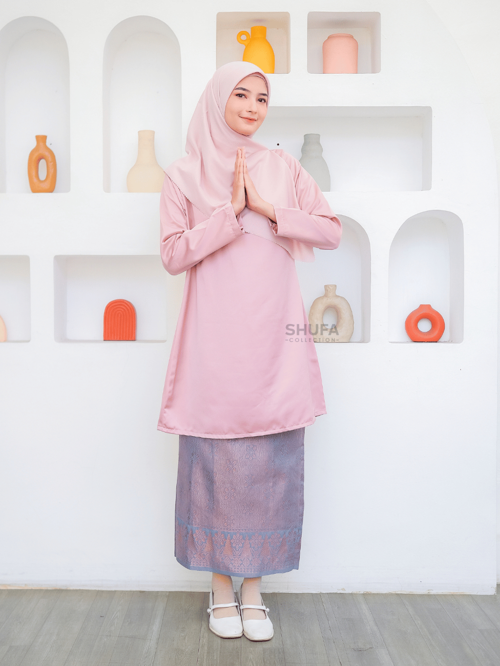 Rok Songket Melayu dan Atasan Baju Setelan Kurung Wanita Modern Adat Malaysia Perempuan