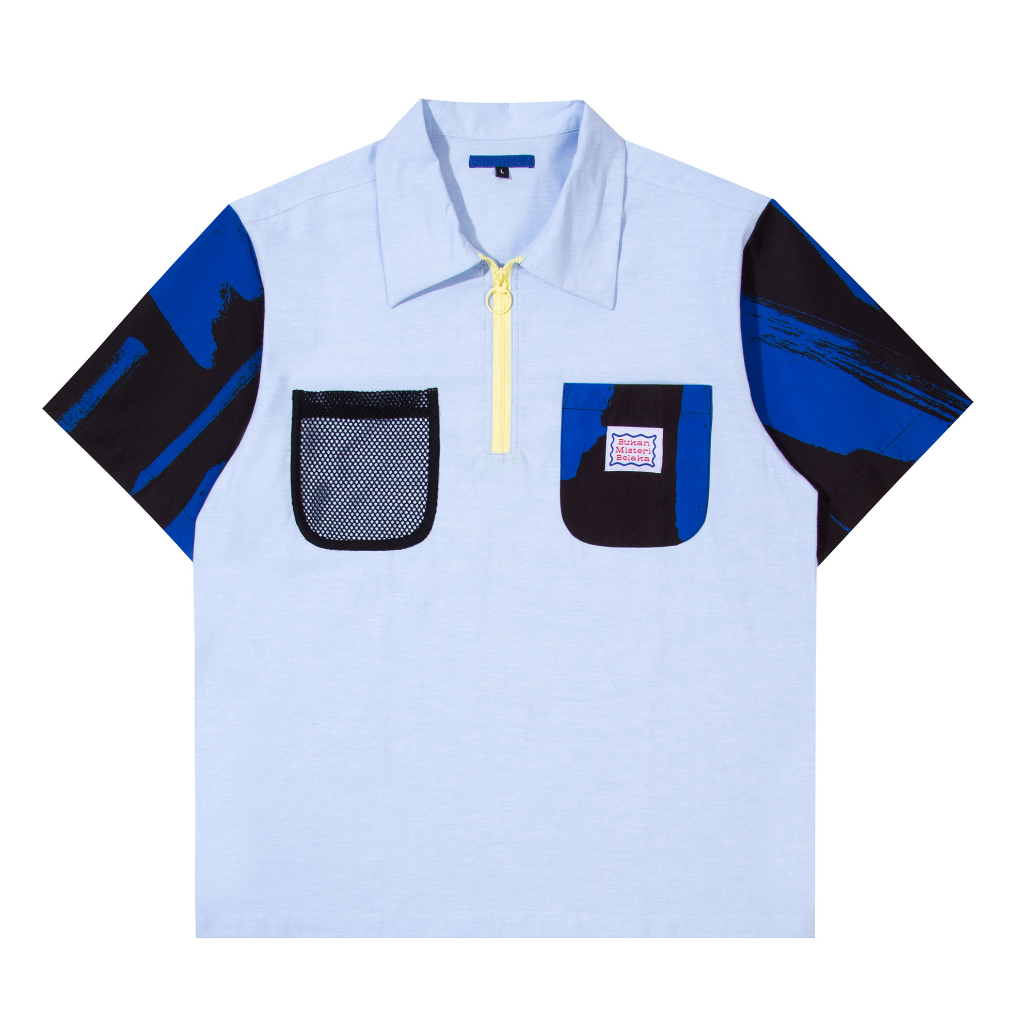 Paint Half Zip Shirt Blue
