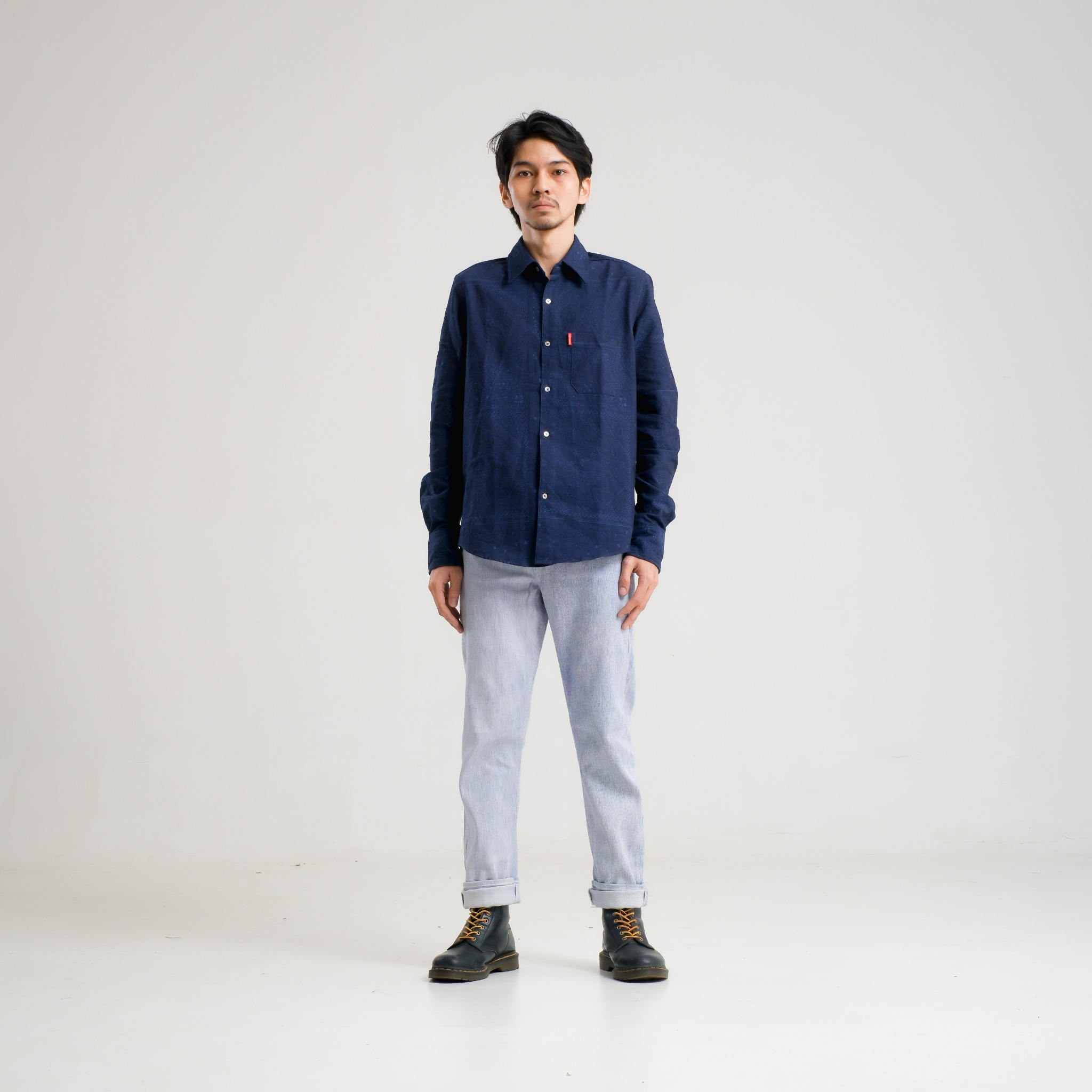 CRAFT DENIM | LONG SLEEVE BANDANA INDIGO JACQUARD