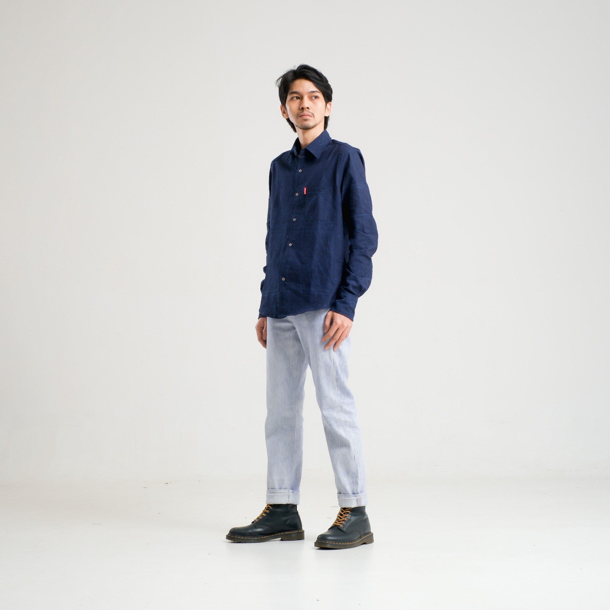 CRAFT DENIM | LONG SLEEVE BANDANA INDIGO JACQUARD